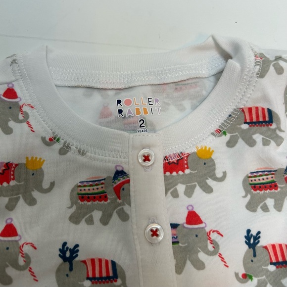 Roller Rabbit NWT Kids Unisex Christmas Elephants Pajama Set Sizes 2, 6‎ & 8 - Picture 4 of 8